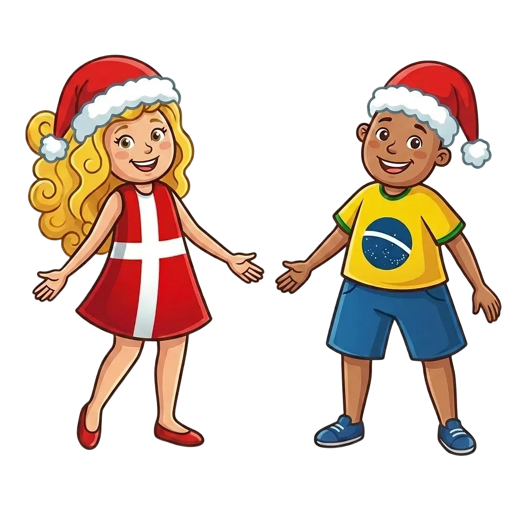 Mascotes com gorro de Papai Noel