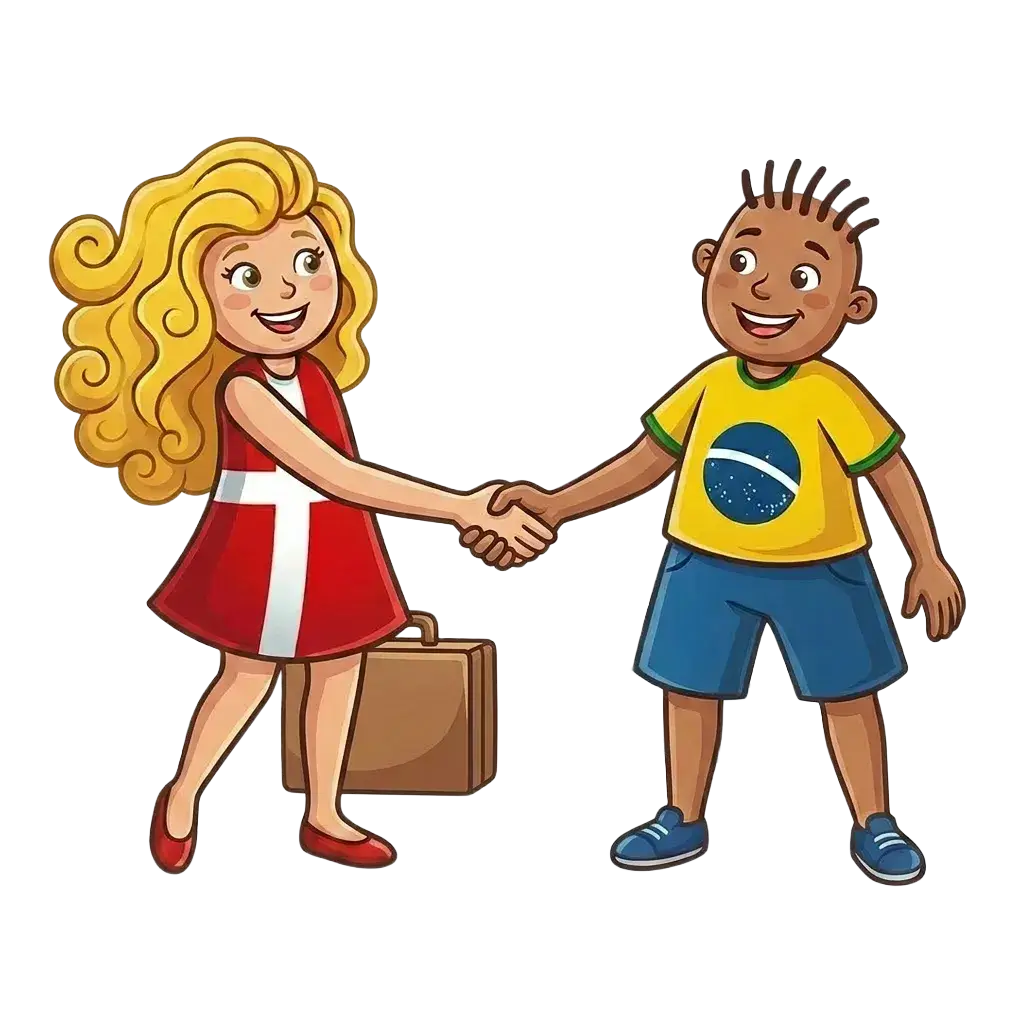 Mascotes apertando as mãos
