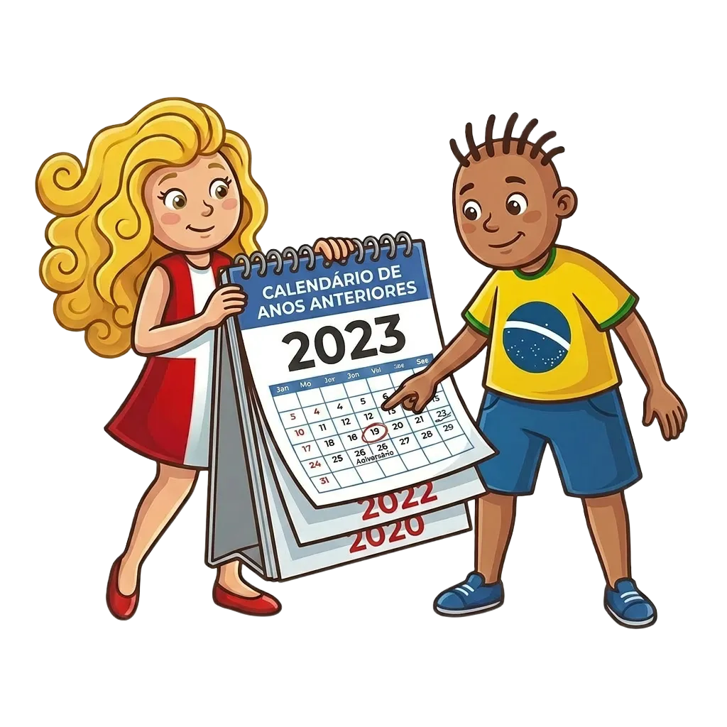 Mascotes com calendário antigo