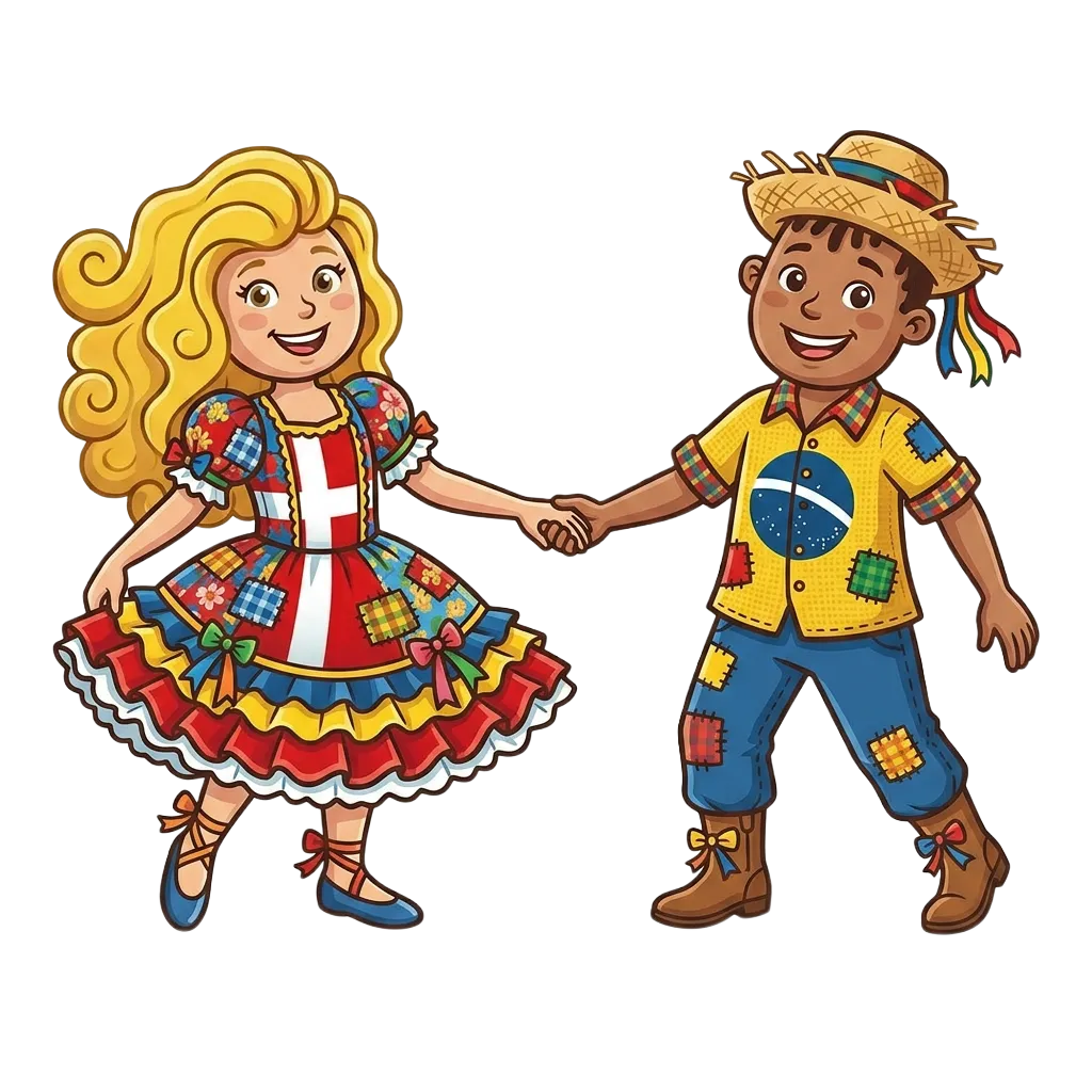 Mascotes com trajes de Festa Junina